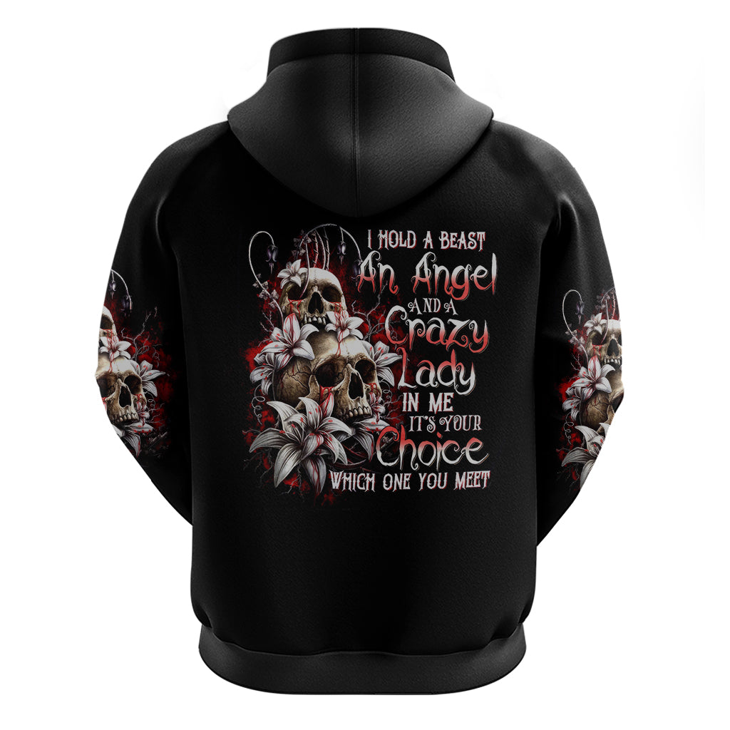 Blood Skull Hoodie I Hold A Angel And Crazy Lady It Your Choice - Wonder Print Shop