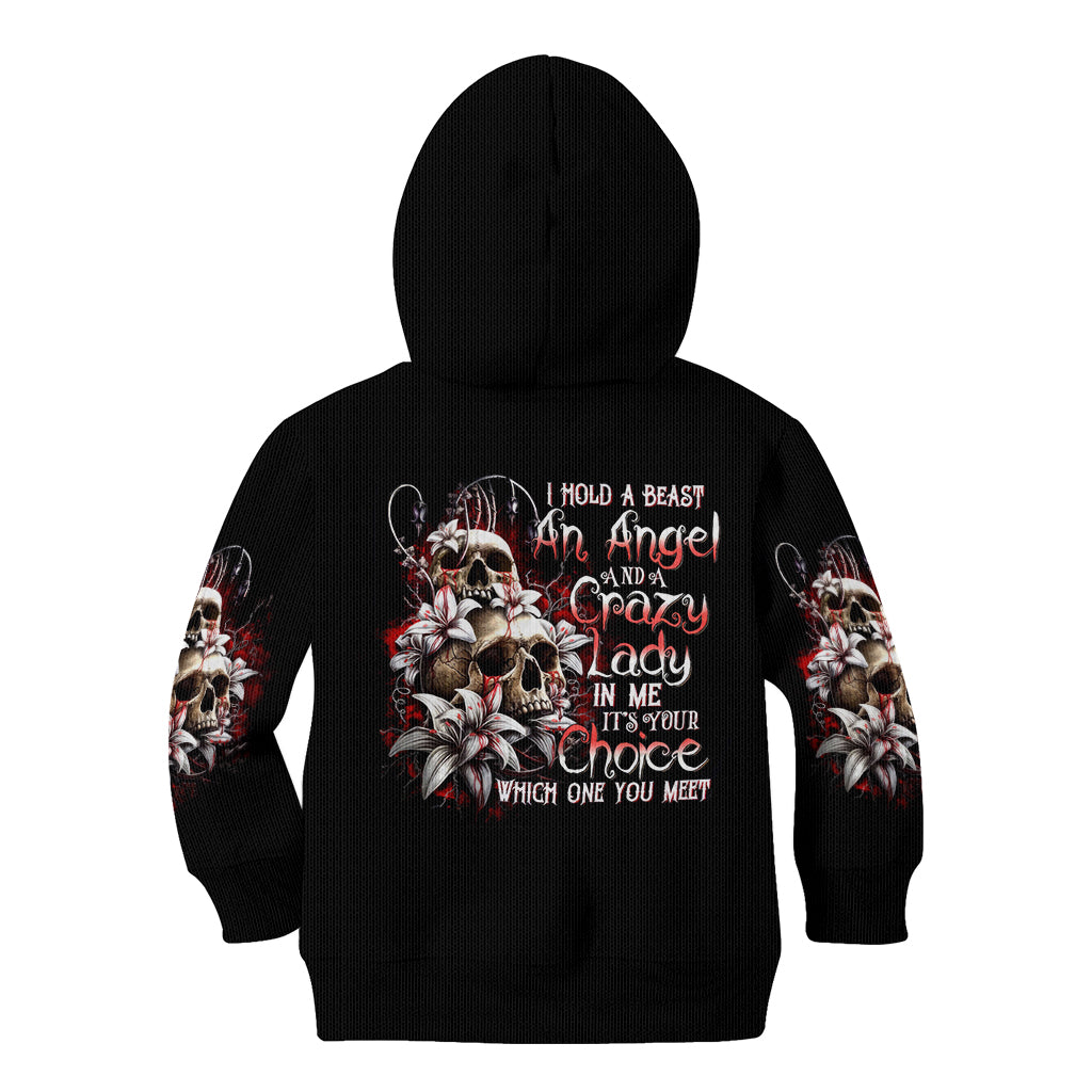 Blood Skull Kid Hoodie I Hold A Angel And Crazy Lady It Your Choice - Wonder Print Shop