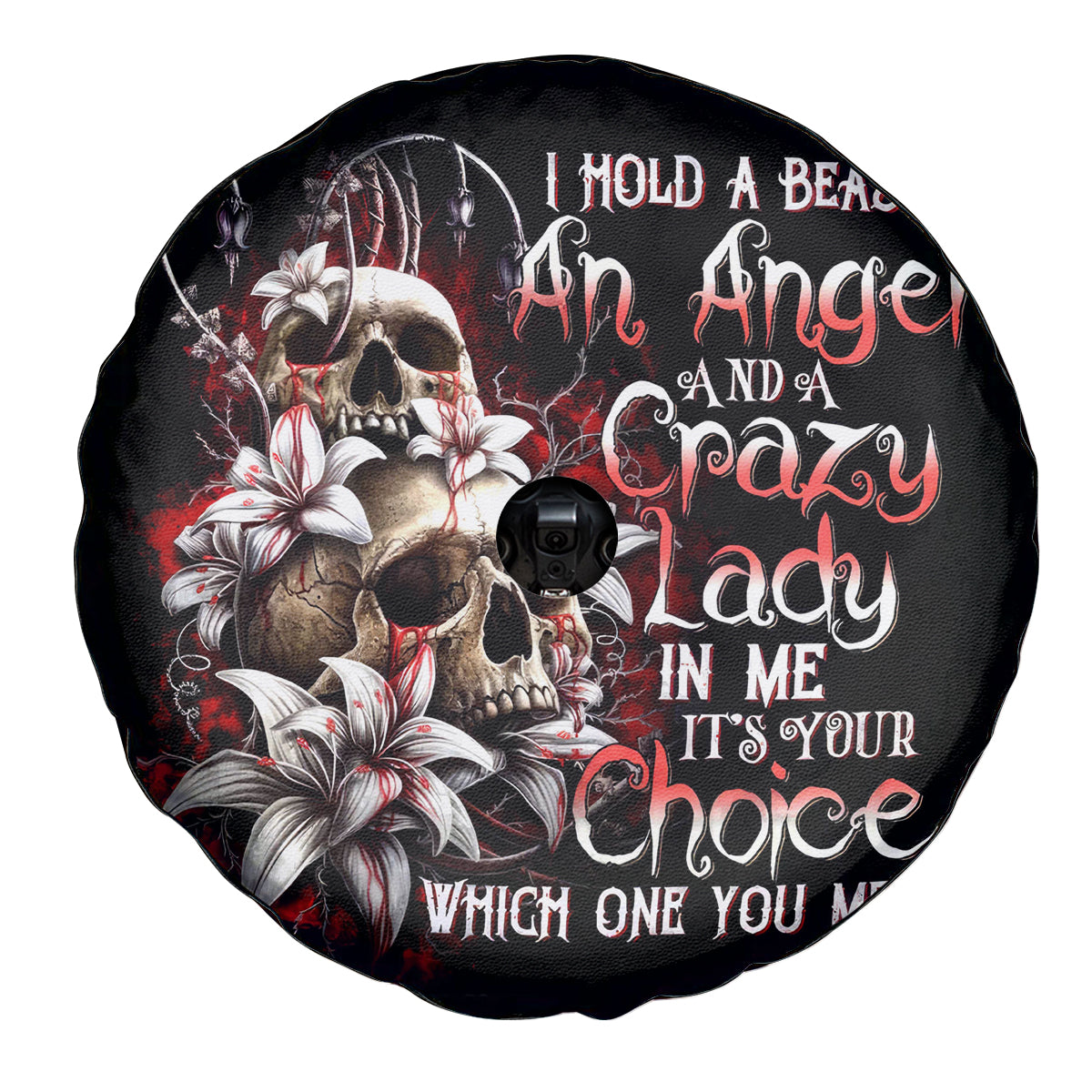 Blood Skull Spare Tire Cover I Hold A Angel And Crazy Lady It Your Choice - Wonder Print Shop