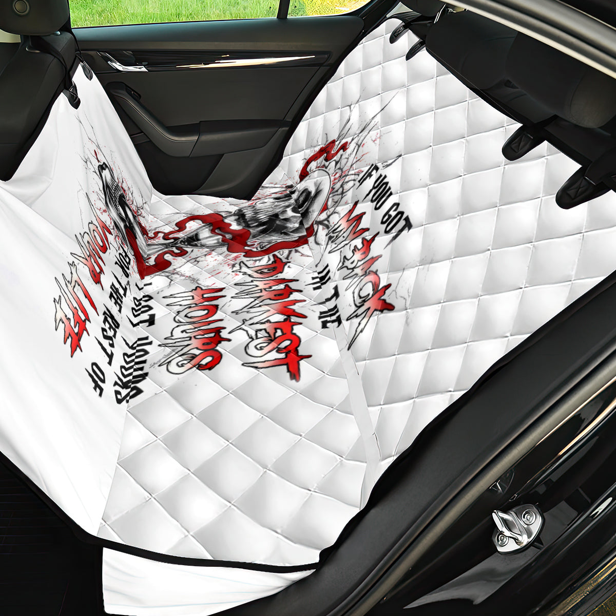 Blood Skull Back Car Seat Cover You Got My Back I Got Your Rest Of Your Life - Wonder Print Shop