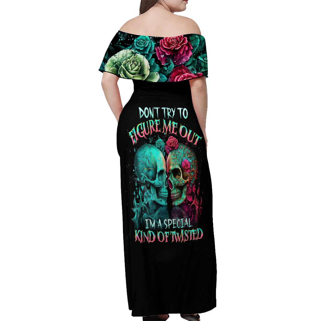 Satan Skull Off Shoulder Maxi Dress I Never Alone My Demon With Me 24/7 - Wonder Print Shop