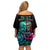 Satan Skull Off Shoulder Short Dress I Never Alone My Demon With Me 24/7 - Wonder Print Shop