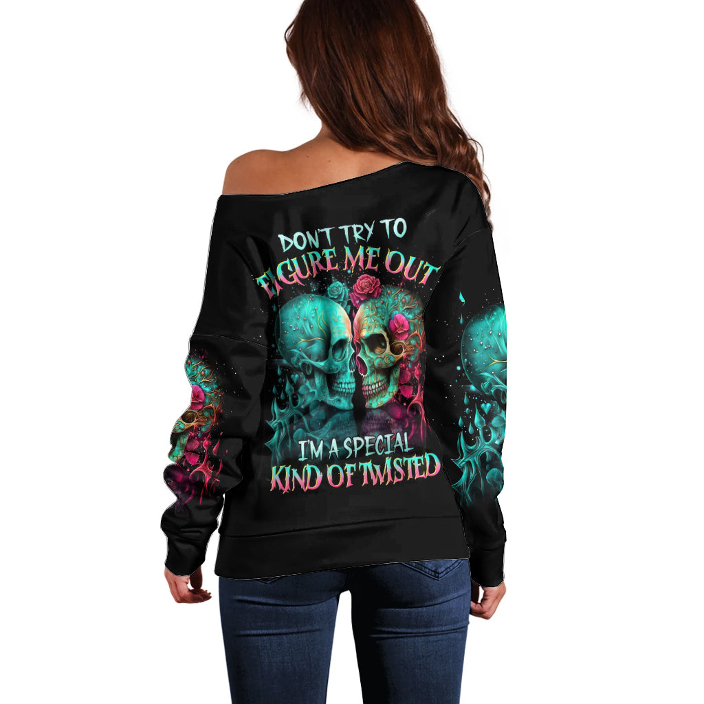 Satan Skull Off Shoulder Sweater I Never Alone My Demon With Me 24/7 - Wonder Print Shop