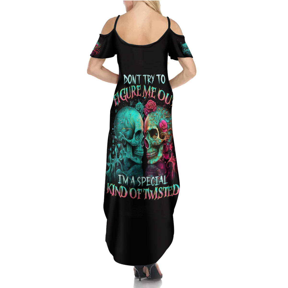 Satan Skull Summer Maxi Dress I Never Alone My Demon With Me 24/7 - Wonder Print Shop