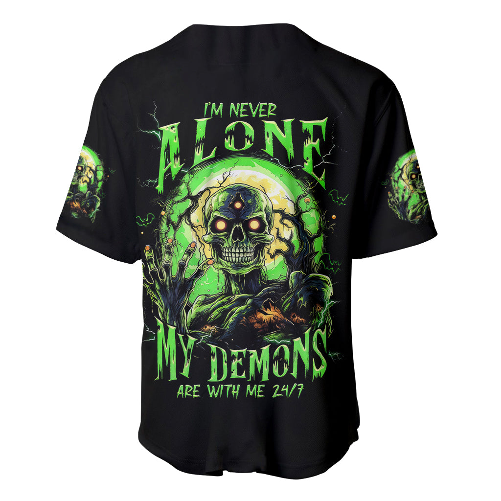 Zombie Skull Baseball Jersey I Never Alone My Demon With Me 24/7 - Wonder Print Shop