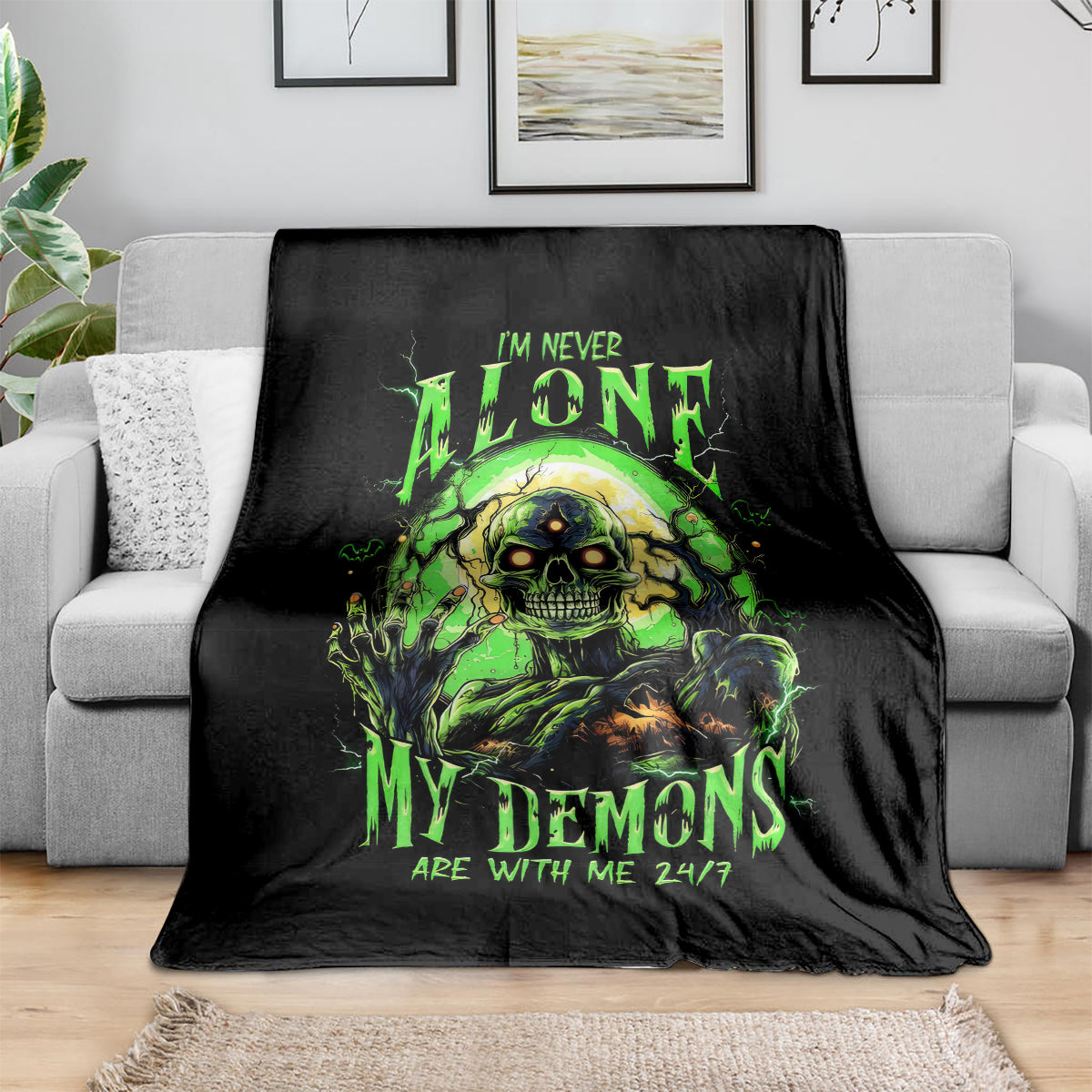 zombie-skull-blanket-i-never-alone-my-demon-with-me-247