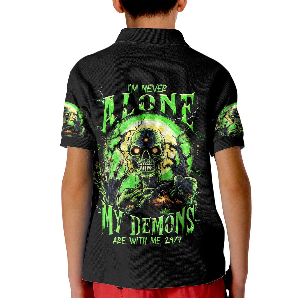 Zombie Skull Kid Polo Shirt I Never Alone My Demon With Me 24/7 - Wonder Print Shop