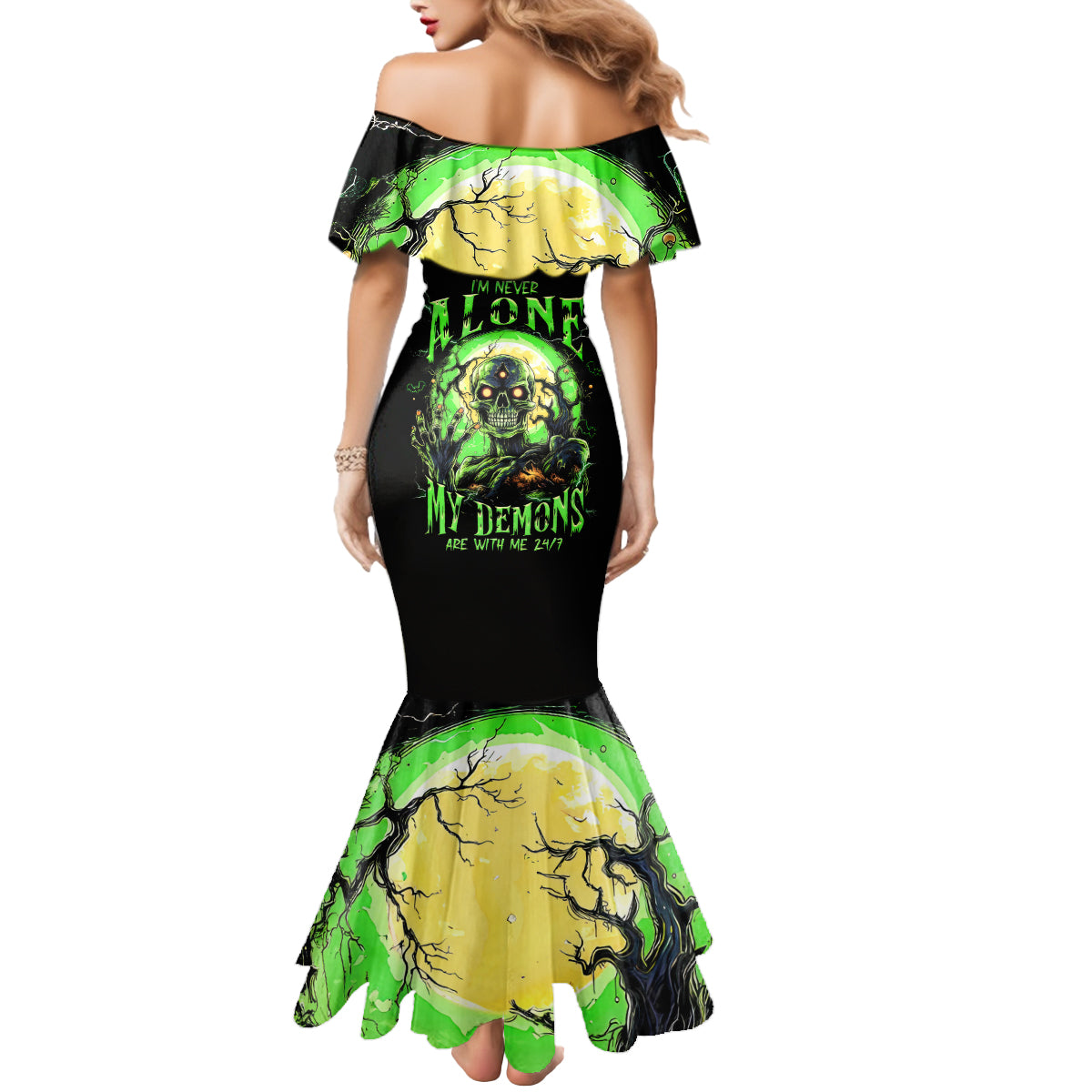 Skull Pumpkin Mermaid Dress I Have Three Side Quite Funny And Side You Never Want - Wonder Print Shop