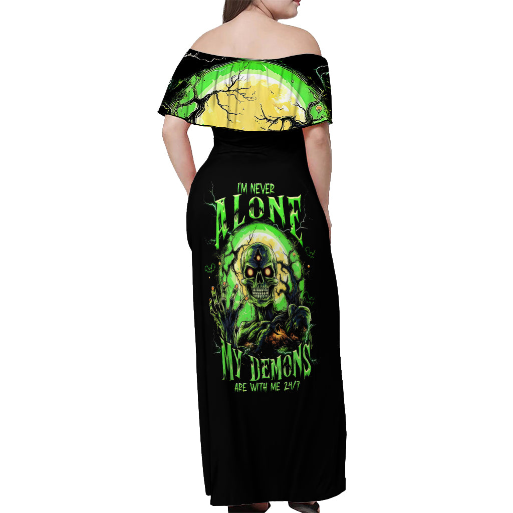 Skull Pumpkin Off Shoulder Maxi Dress I Have Three Side Quite Funny And Side You Never Want - Wonder Print Shop