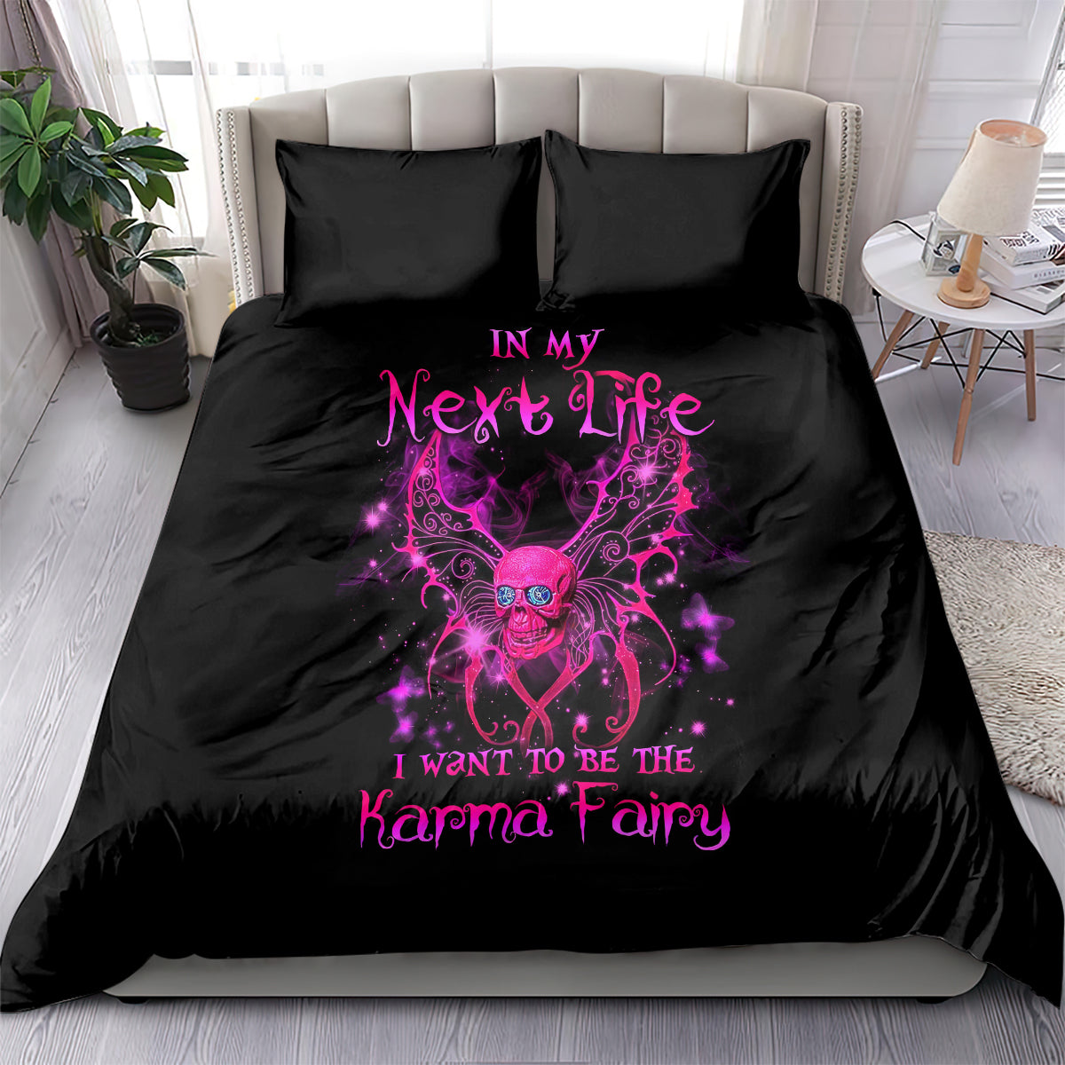 Fairy Skull Bedding Set My Next Life I Want To Be Karma Fairy - Wonder Print Shop