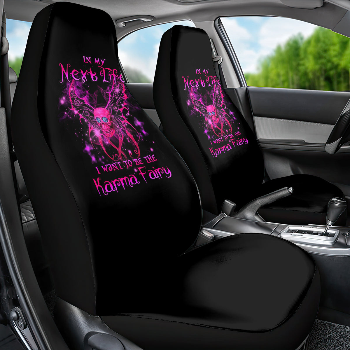 Fairy Skull Car Seat Cover My Next Life I Want To Be Karma Fairy - Wonder Print Shop