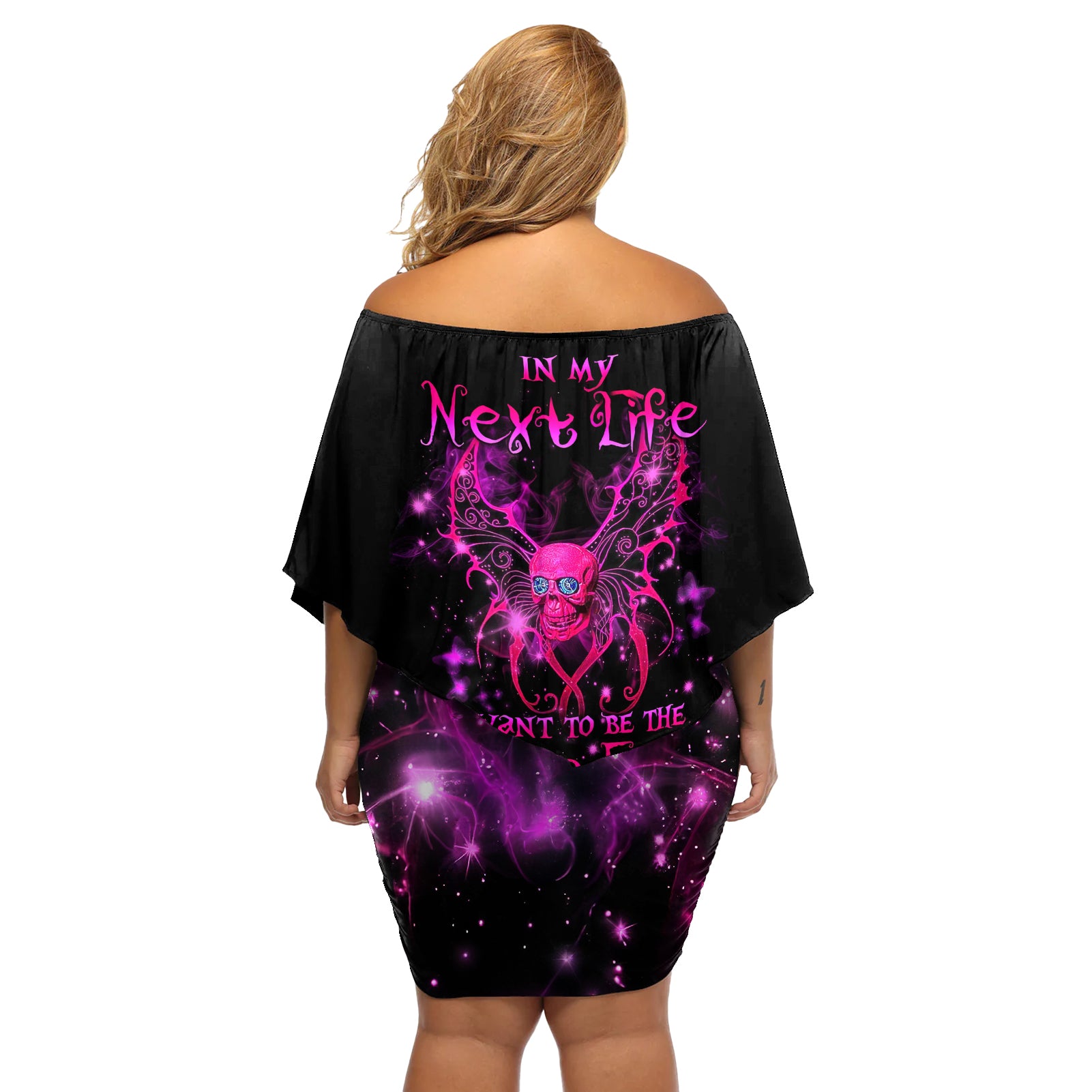 Skull Reaper Off Shoulder Short Dress I Can't Go To Hell Devil Restrainning Order Against Me - Wonder Print Shop