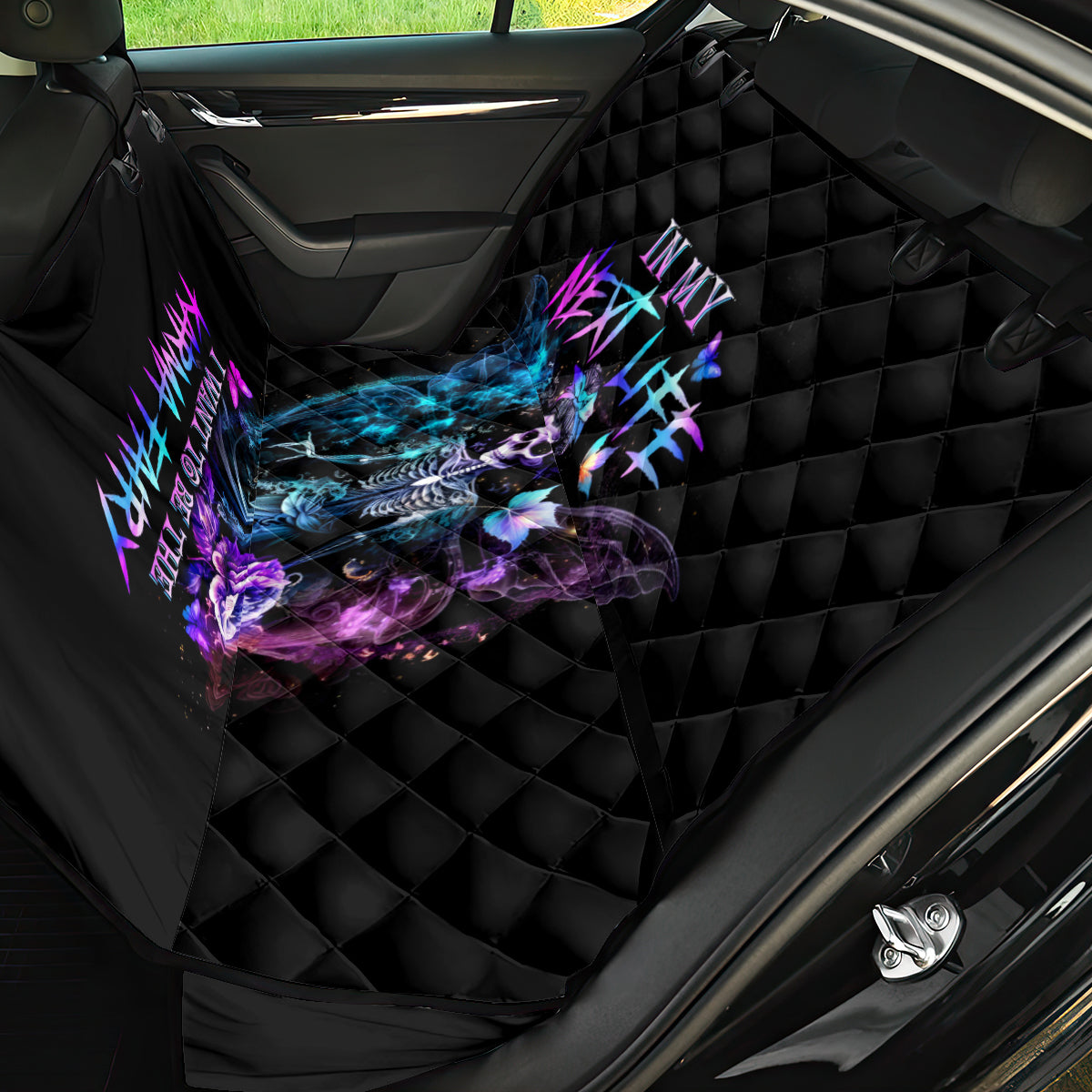 Dia De Los Muertos Skull Back Car Seat Cover My Next Life I Want To Be Karma Fairy - Wonder Print Shop