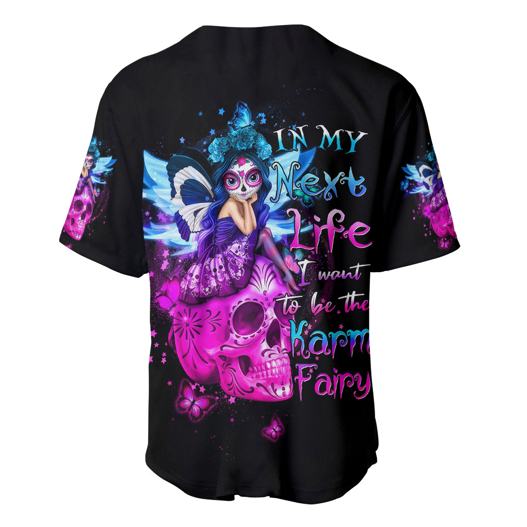 Tiny Fairy Skull Baseball Jersey My Next Life I Want To Be Karma Fairy - Wonder Print Shop