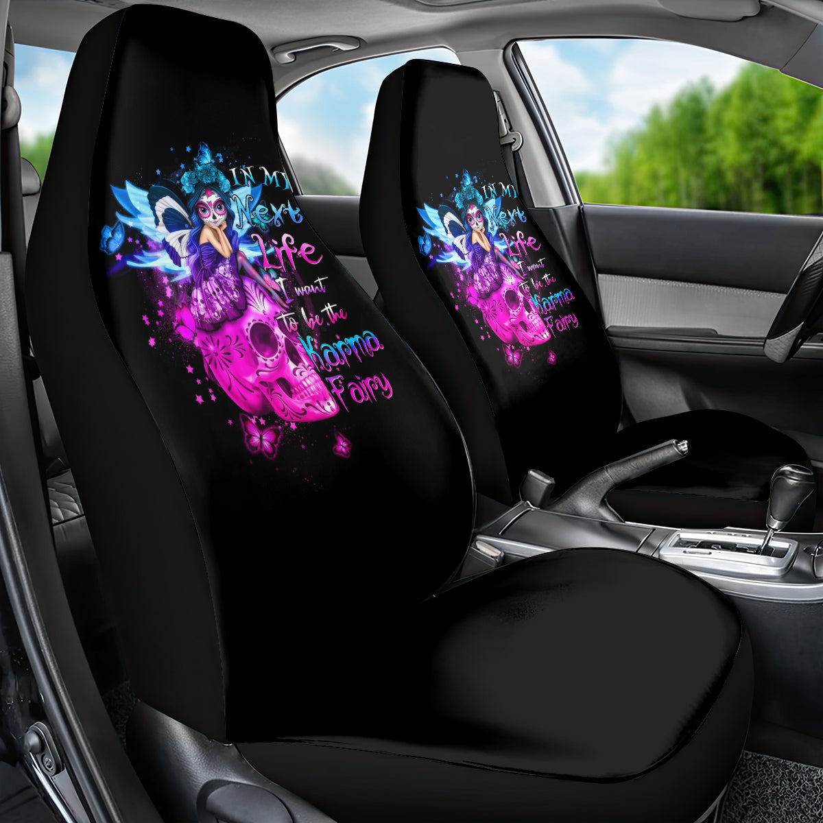 Tiny Fairy Skull Car Seat Cover My Next Life I Want To Be Karma Fairy - Wonder Print Shop