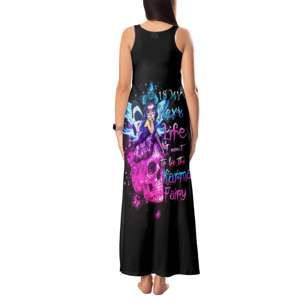 Thunder Skull Tank Maxi Dress I Can't Go To Hell Devil Restrainning Order Against Me DT01