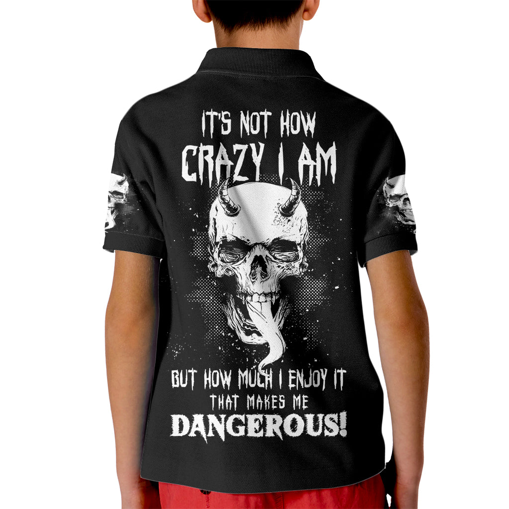 Devil Skull Kid Polo Shirt It's Not How Crazy Iam But Enjoy It Make Me Dangerous - Wonder Print Shop