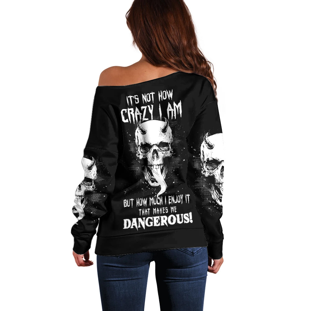 Thunder Skull Off Shoulder Sweater My Demon Hide Inside My Head - Wonder Print Shop