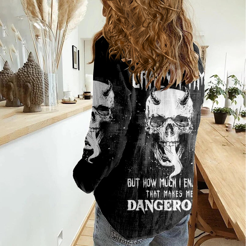 Thunder Skull Women Casual Shirt My Demon Hide Inside My Head DT01