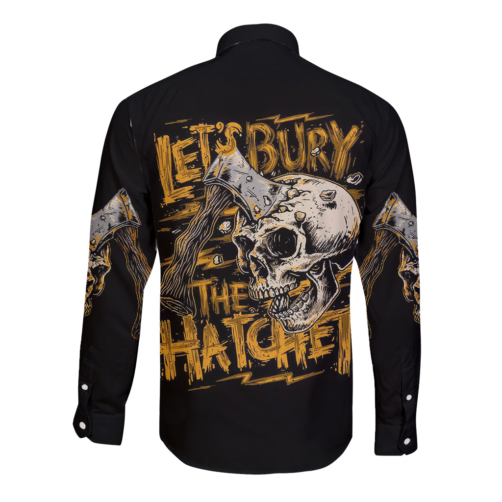 Axe Skull Long Sleeve Button Shirt Let's Bury The Hatchet - Wonder Print Shop