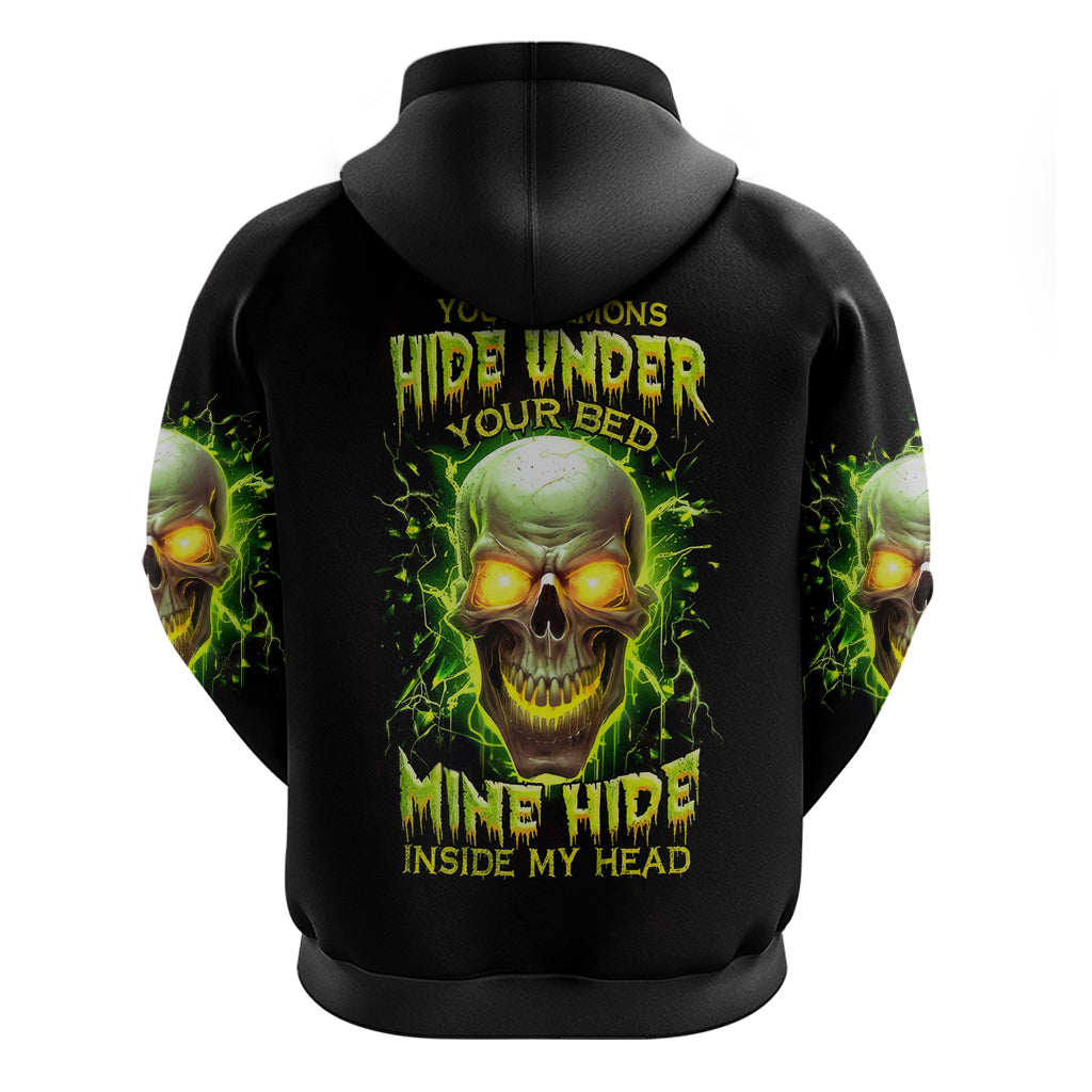 Thunder Skull Hoodie My Demon Hide Inside My Head - Wonder Print Shop