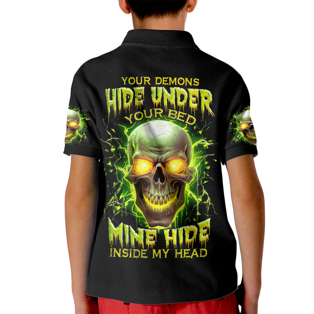 Thunder Skull Kid Polo Shirt My Demon Hide Inside My Head - Wonder Print Shop