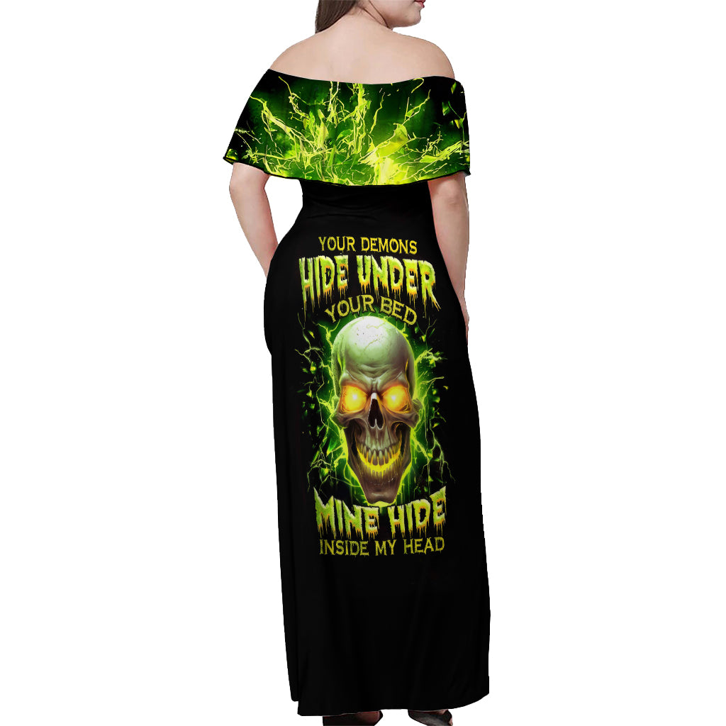 Witch Skull Off Shoulder Maxi Dress Into Darkness To Lose Our Mind And Find Our Souls - Wonder Print Shop