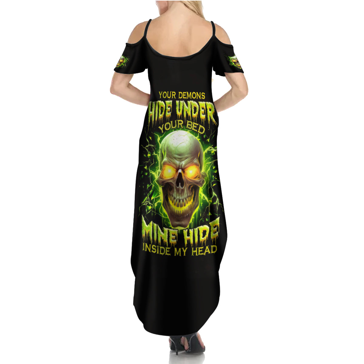 Witch Skull Summer Maxi Dress Into Darkness To Lose Our Mind And Find Our Souls DT01