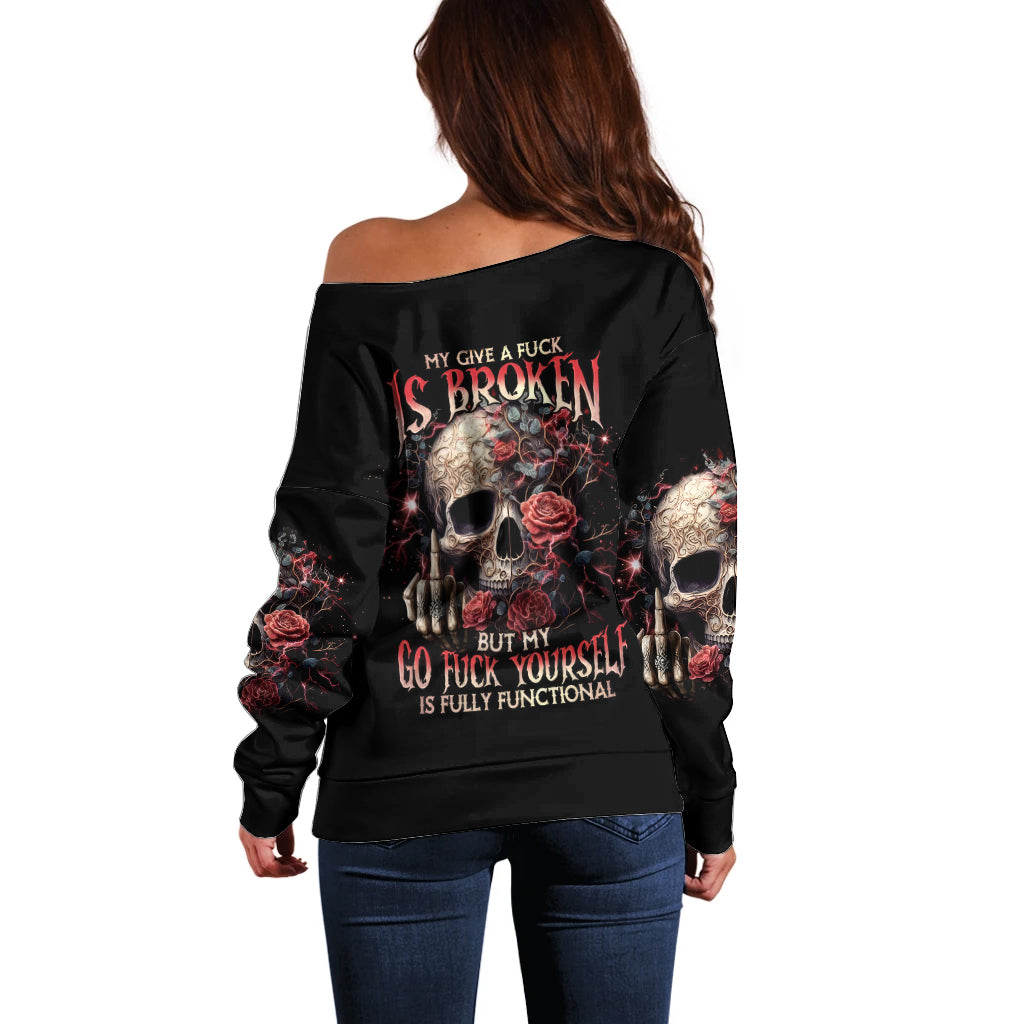 Zombie Skull Off Shoulder Sweater I Never Alone My Demon With Me 24/7 - Wonder Print Shop