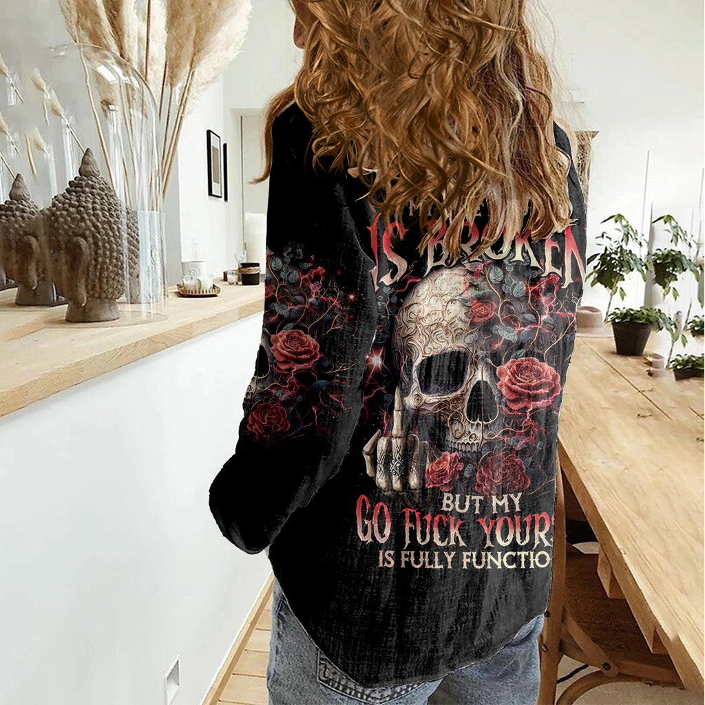 Zombie Skull Women Casual Shirt I Never Alone My Demon With Me 24/7 DT01