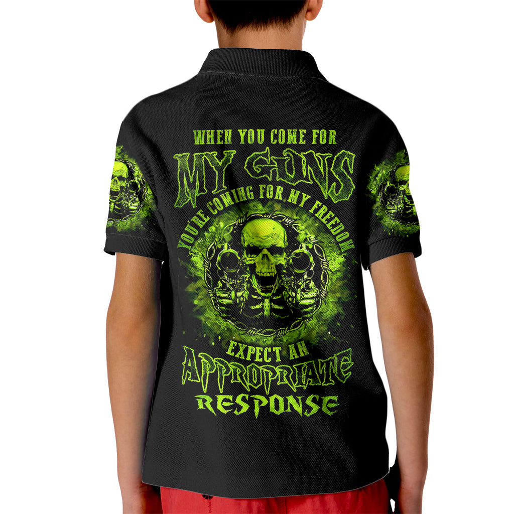 Gun Skull Kid Polo Shirt When You Come For My Gun Expect An Appropriate Response - Wonder Print Shop