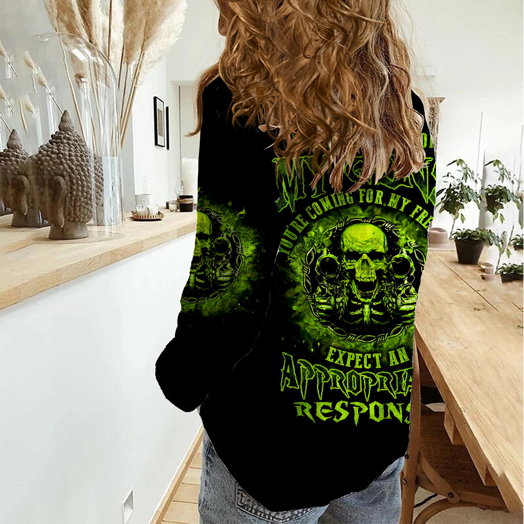 gun-skull-women-casual-shirt-when-you-come-for-my-gun-expect-an-appropriate-response