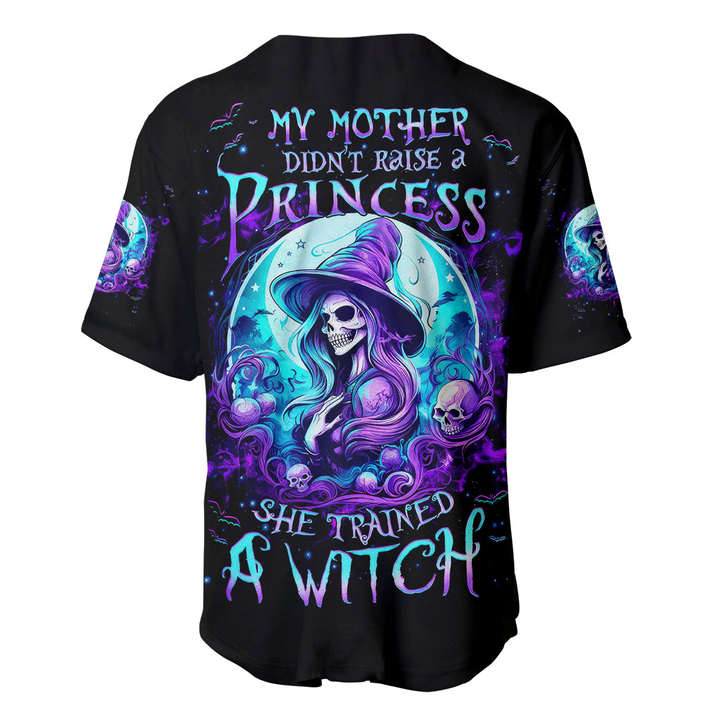 Witch Skull Baseball Jersey My Mother Didn't Raise A Princess She Trained A Witch - Wonder Print Shop