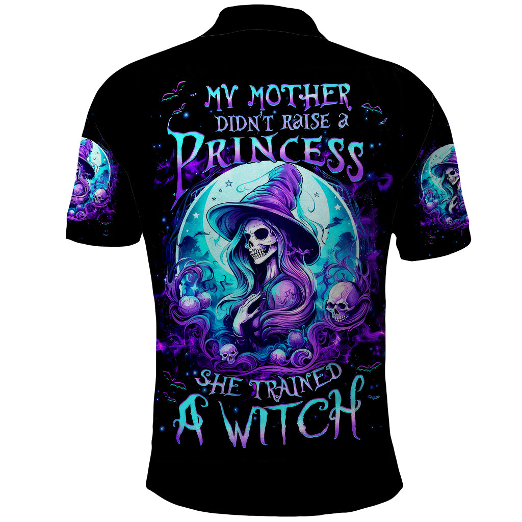 Witch Skull Polo Shirt My Mother Didn't Raise A Princess She Trained A Witch - Wonder Print Shop