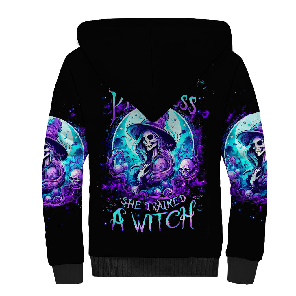 Witch Skull Sherpa Hoodie My Mother Didn't Raise A Princess She Trained A Witch - Wonder Print Shop