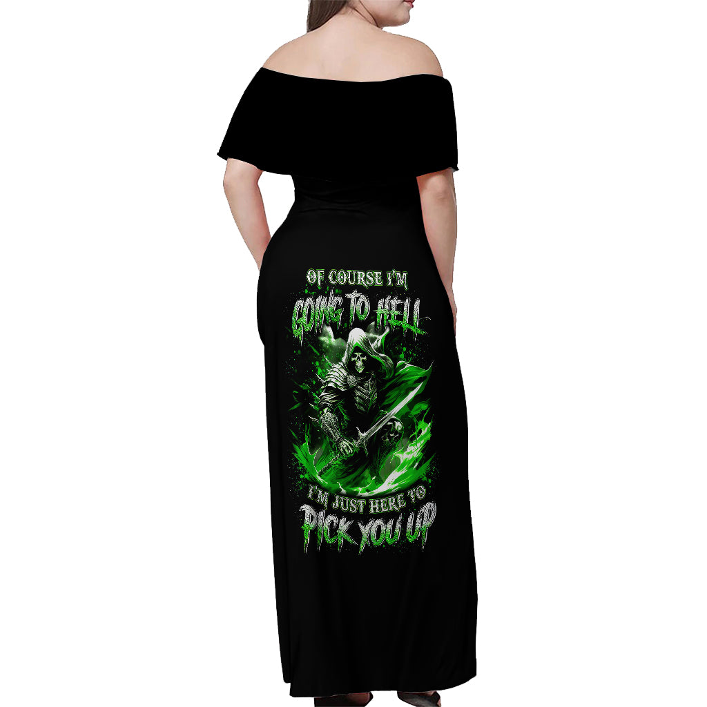 Warrior Skull Off Shoulder Maxi Dress Of Course I'm Going To Hell Just Pick You Up - Wonder Print Shop