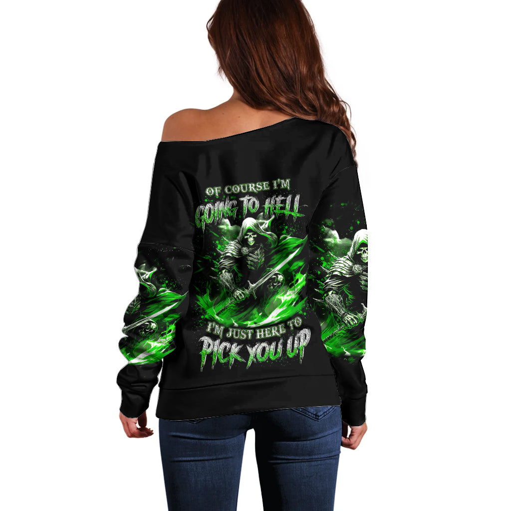 Warrior Skull Off Shoulder Sweater Of Course I'm Going To Hell Just Pick You Up - Wonder Print Shop