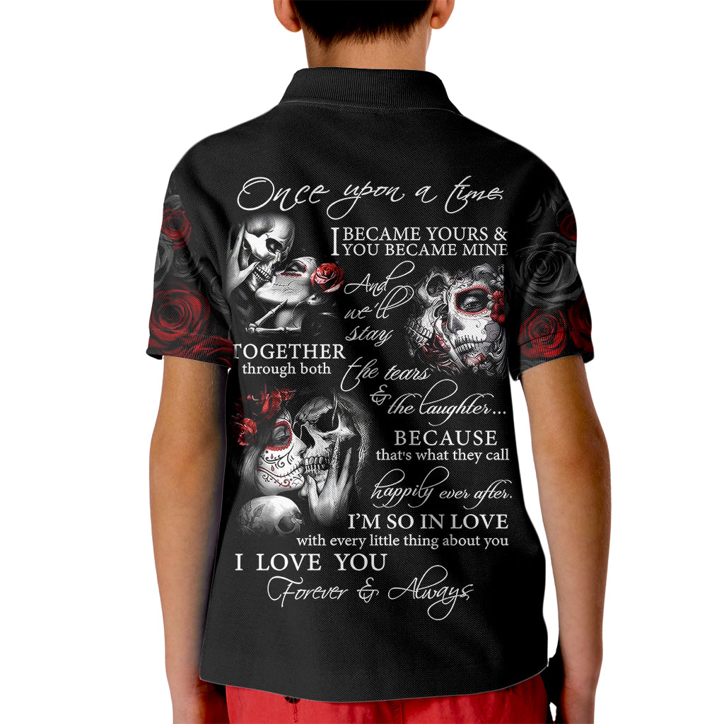 Love Skull Kid Polo Shirt Once Upon A Time I Love You Forever And Always - Wonder Print Shop