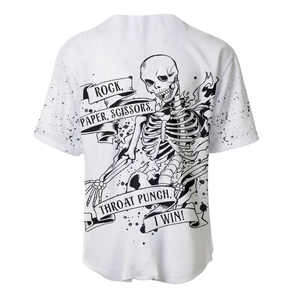 Art Skull Baseball Jersey Rock Paper Scissors Throat Punch I Win - Wonder Print Shop