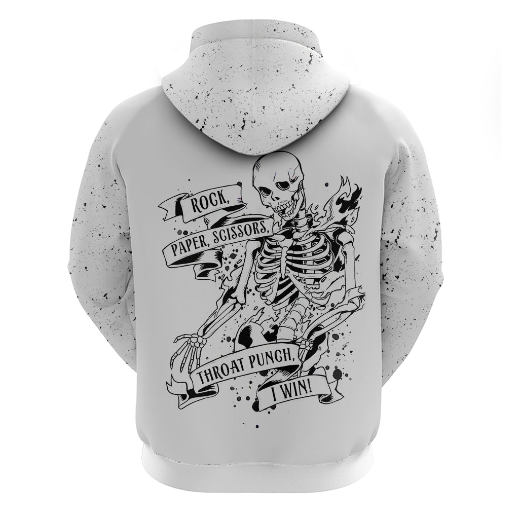 Art Skull Hoodie Rock Paper Scissors Throat Punch I Win - Wonder Print Shop