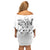 Art Skull Off Shoulder Short Dress Rock Paper Scissors Throat Punch I Win - Wonder Print Shop