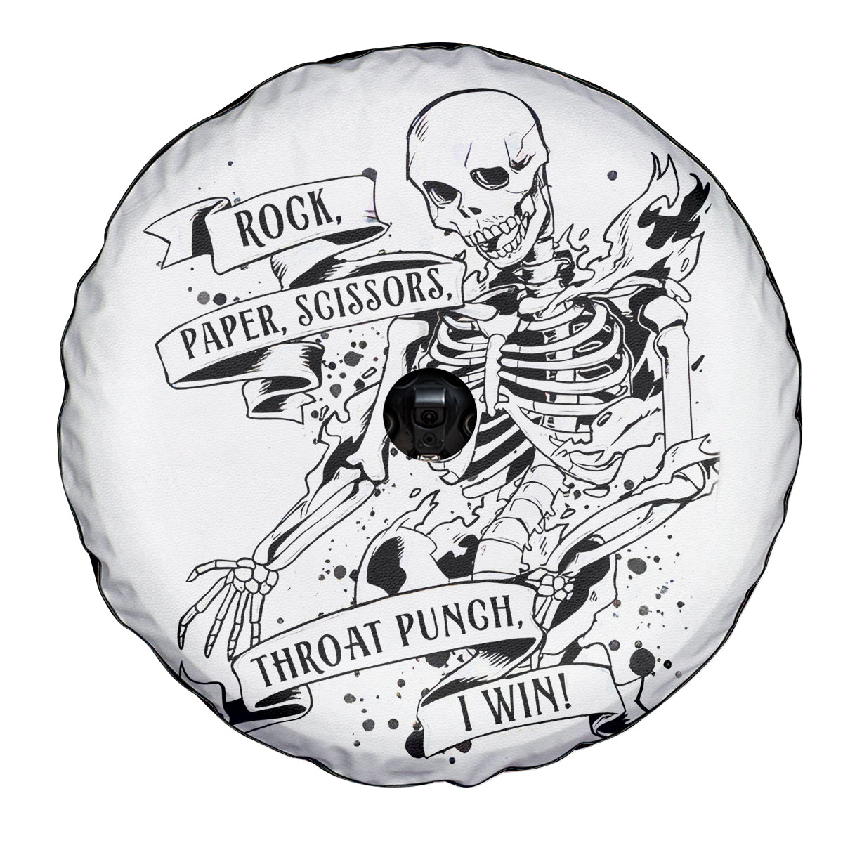 Art Skull Spare Tire Cover Rock Paper Scissors Throat Punch I Win - Wonder Print Shop