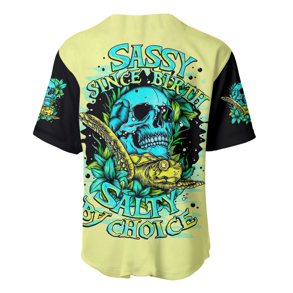 Turtle Skull Baseball Jersey Sassy Since Birth Salty By Choice - Wonder Print Shop