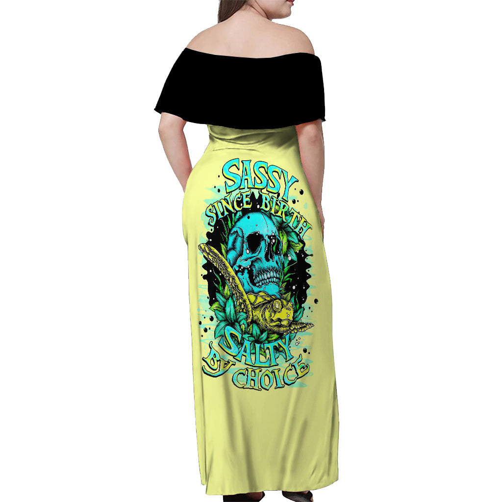 Turtle Skull Off Shoulder Maxi Dress Sassy Since Birth Salty By Choice - Wonder Print Shop