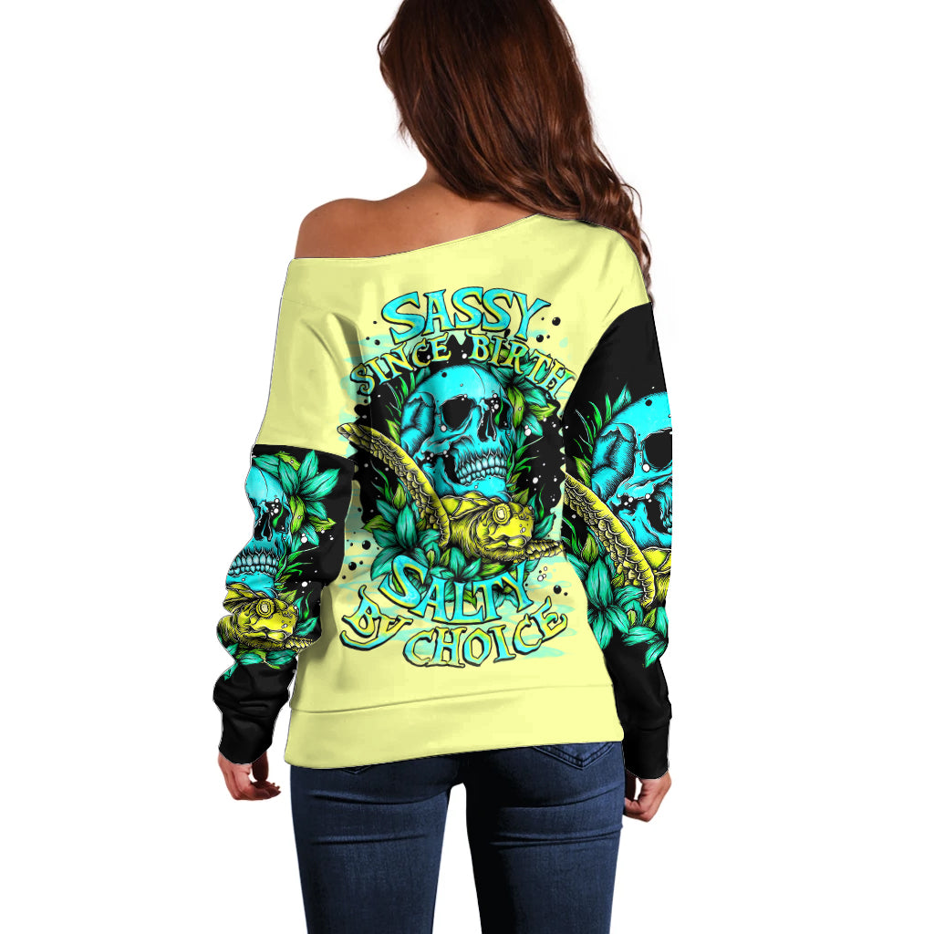 Turtle Skull Off Shoulder Sweater Sassy Since Birth Salty By Choice - Wonder Print Shop