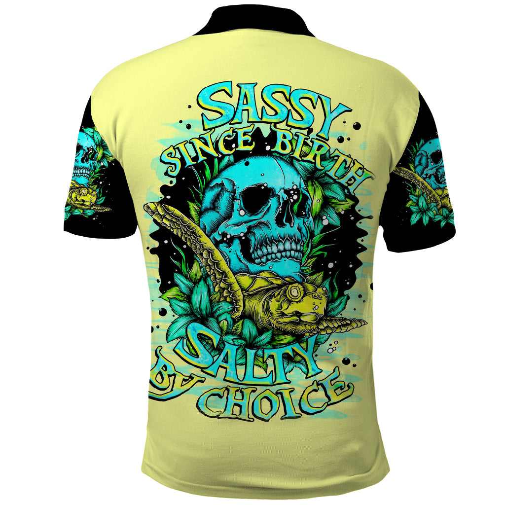 Turtle Skull Polo Shirt Sassy Since Birth Salty By Choice - Wonder Print Shop