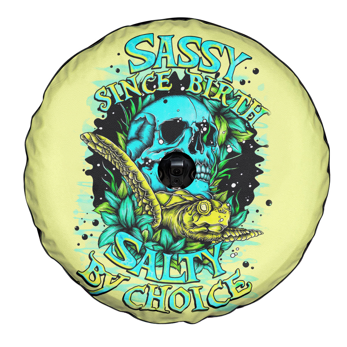 Turtle Skull Spare Tire Cover Sassy Since Birth Salty By Choice - Wonder Print Shop