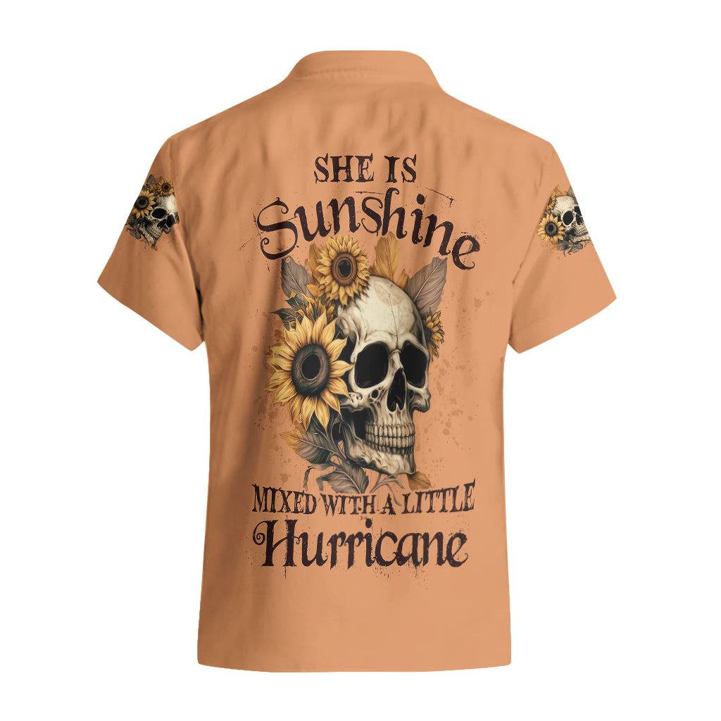 Sunflower Skull Hawaiian Shirt She Is Sunshine Mixed With A Little Hurricance - Wonder Print Shop