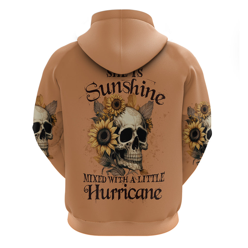 Sunflower Skull Hoodie She Is Sunshine Mixed With A Little Hurricance - Wonder Print Shop