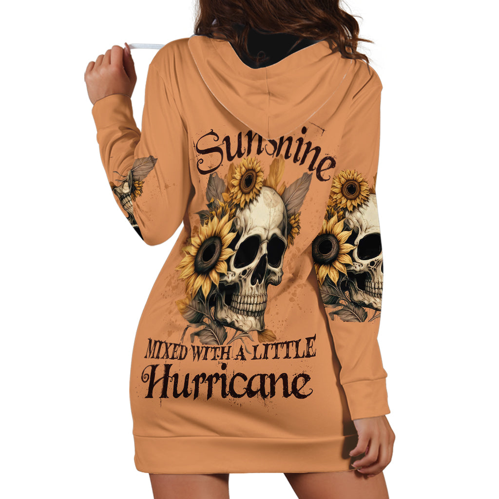 Sunflower Skull Hoodie Dress She Is Sunshine Mixed With A Little Hurricance - Wonder Print Shop